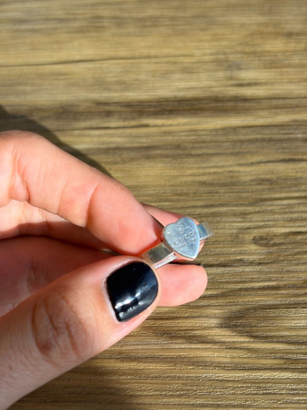 AUTHENTIC Gucci heart logo ring size 16 so 7.5-8 silver with packaging OG $330